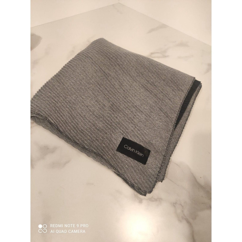 Oversized Reversible Wool Wrap Shawl Gray Black 105 x 24 Minimalist - Picture 8 of 16